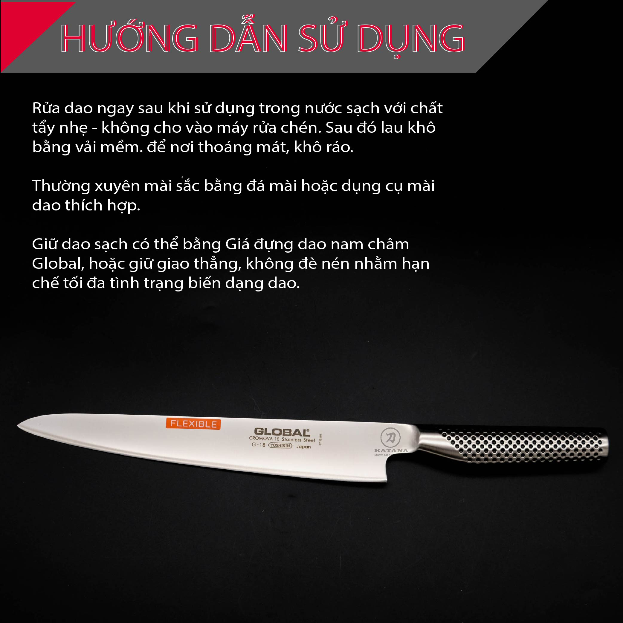 Dao bếp Nhật cao cấp Global G18 Filleting Knife - Dao phi lê (240mm)- Dao bếp Nhật chính hãng