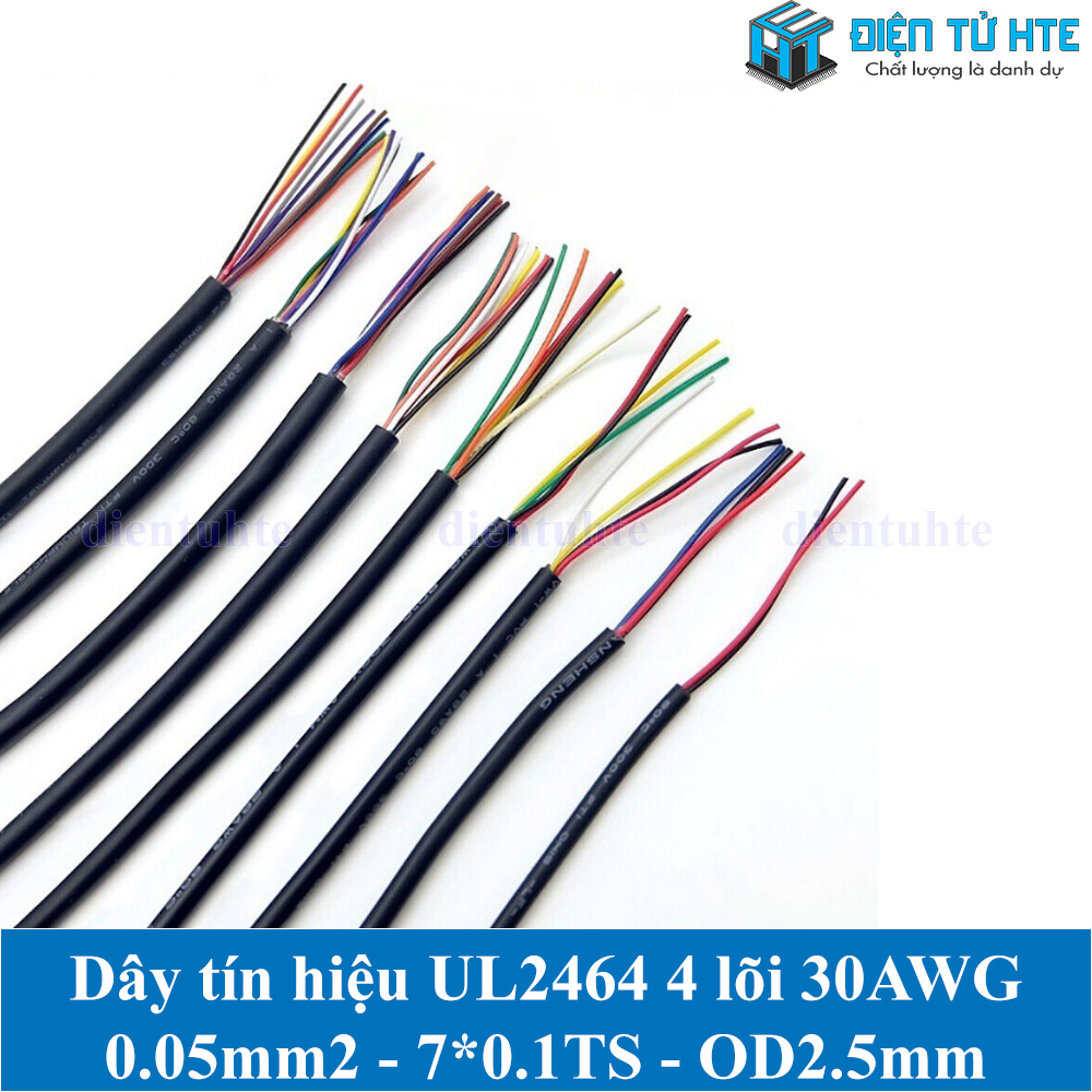 Dây tín hiệu 4 lõi 2464 30AWG 7*0.10TS vỏ PVC 80 độ OD 2.5mm (5 mét)