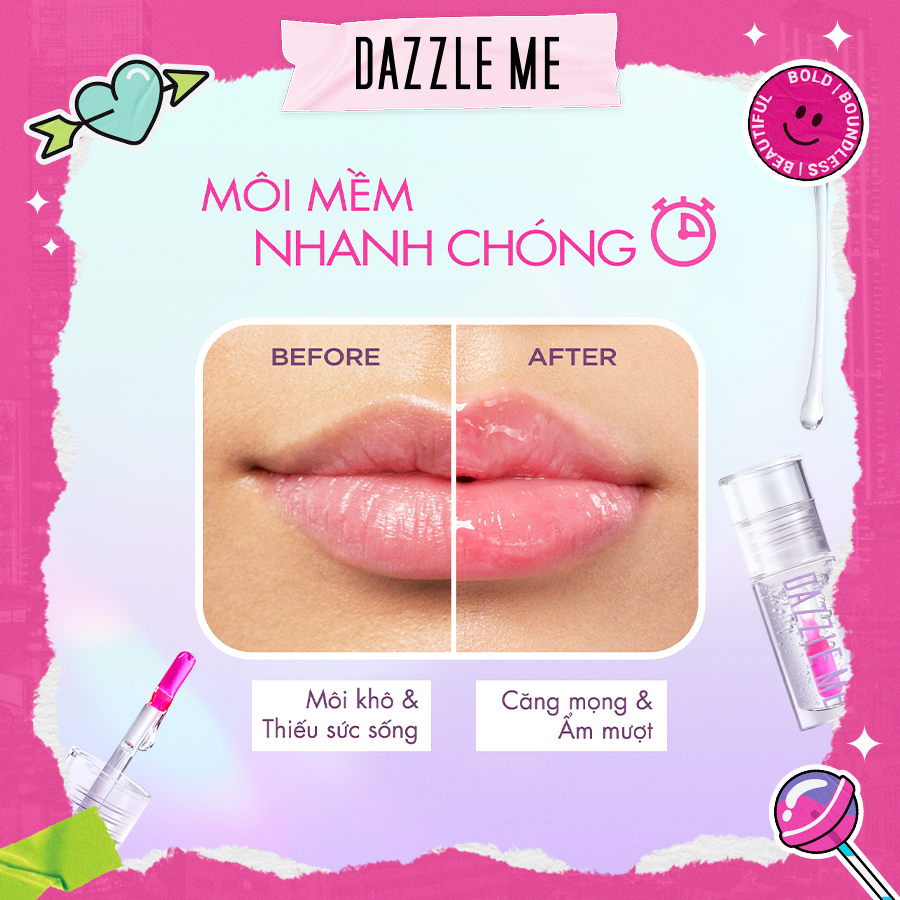 DAZZLE ME Serum Dưỡng Môi Lip Serum 24/7 Dưỡng Ẩm, Làm Mềm Môi Wonderfullip Serum 2.5g