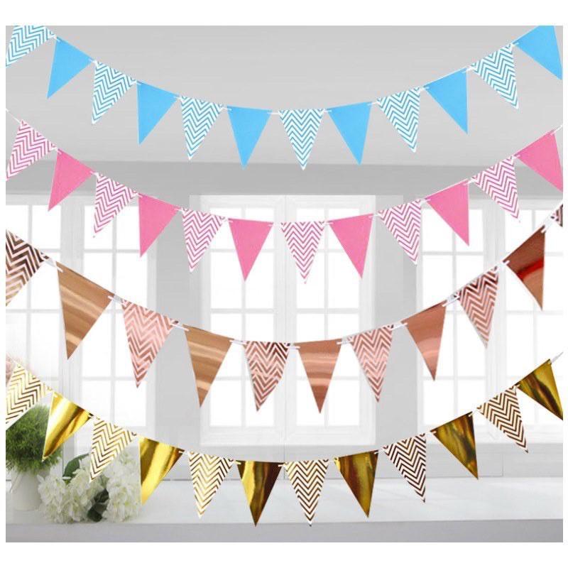 Dây cờ tam giác ánh kim- trang trí lớp học trang trí sinh nhật BB03