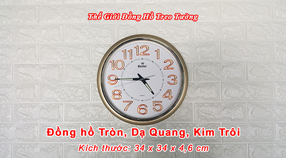 Đồng hồ Eastar Tròn Cổ điển có Dạ quang - Kim trôi Êm ái, không gây tiếng động