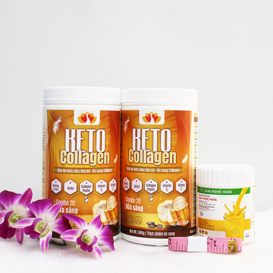 Liệu trình 2 hộp Keto Collagen 500g - Bữa ăn Keto hỗ trợ GIẢM CÂN SIÊU TIỆN LỢI cho người thực hành Keto và người muốn giảm cân - Giảm 3-7Kg/ 1 tháng