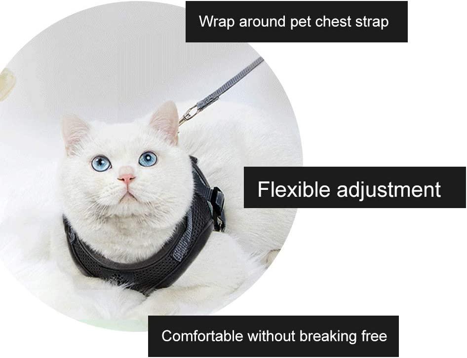 Dây nịt cho mèo,Dây nịt cho mèo,Dây xích cho mèo,Dây xích cho mèo,Dây nịt cho mèo có áo phản quang có dây xích,Dây dắt cho mèo có thể điều chỉnh nhỏ,Dây cho chó con Cat Walk-S