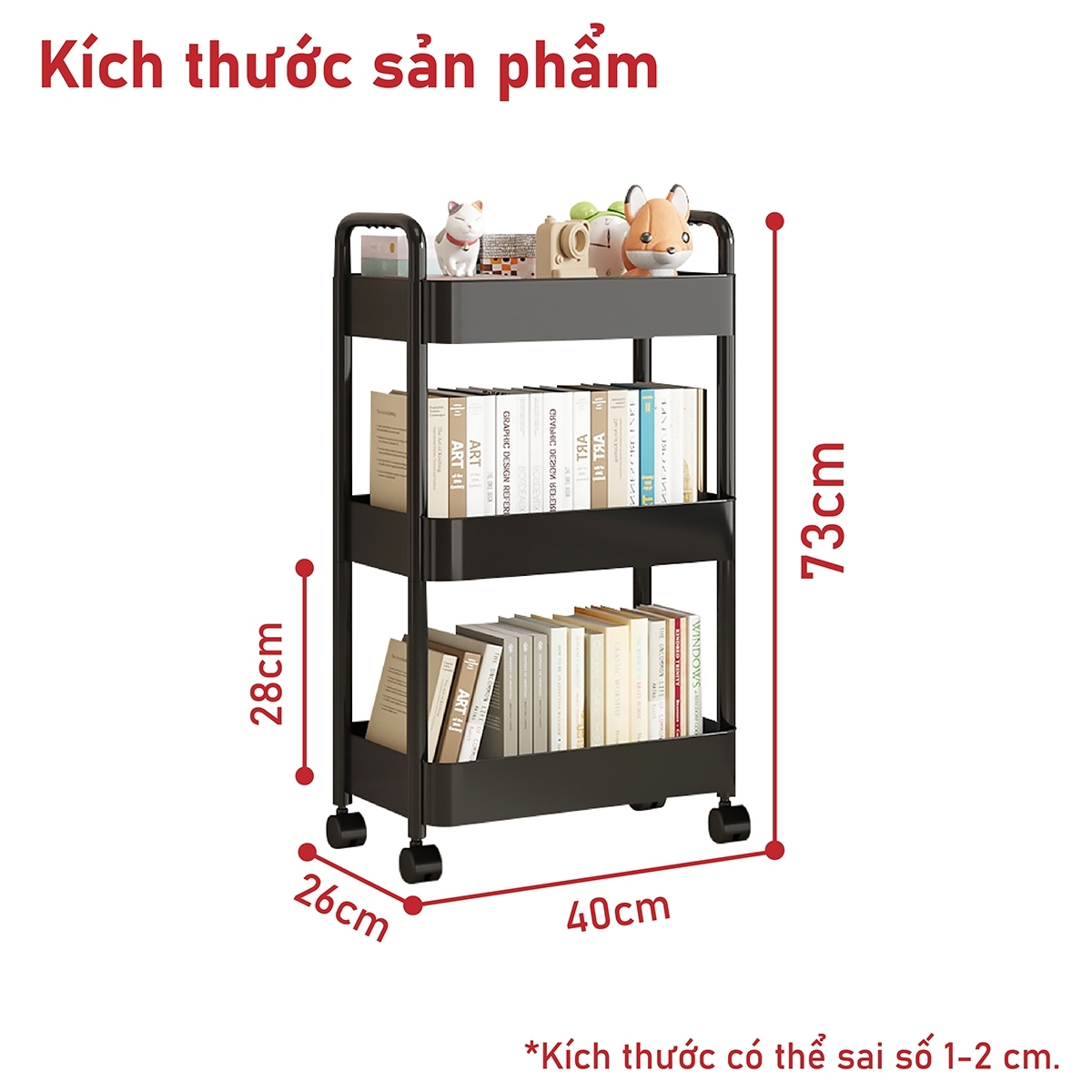 BG Kệ đa năng 3/4/5 - bánh xe, giỏ đựng đồ, Dễ dàng di chuyển giá sách đa năng,Kệ đa năng có bánh xe, di chuyển tiện lợi (hàng nhập khẩu)