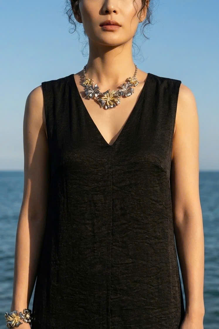 Đầm Maxi Dáng Suông Lụa Đen Hải Thạch Dre202 thời trang thiết kế Hity