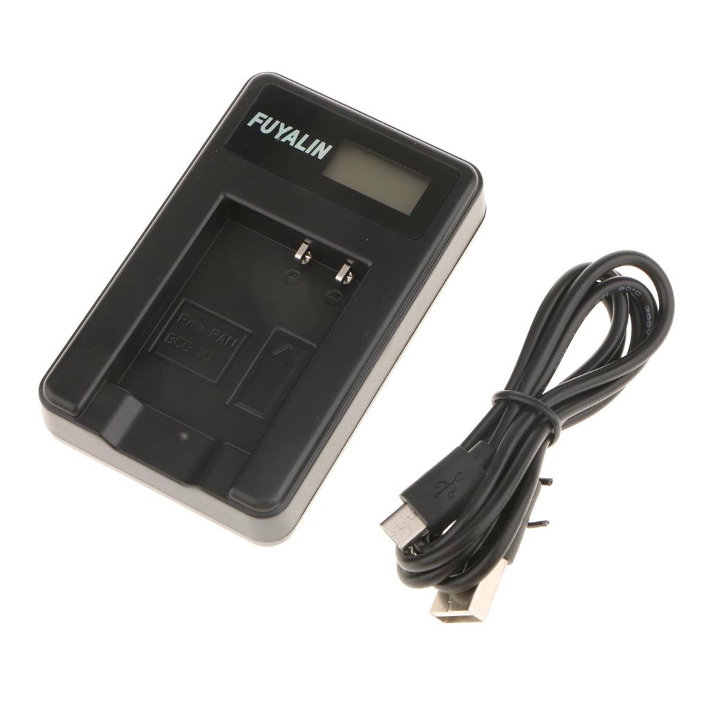 LCD Camera Battery Charger w/ USB Cable for Panasonic BCG10 DMC-ZR1 DMC-ZR3