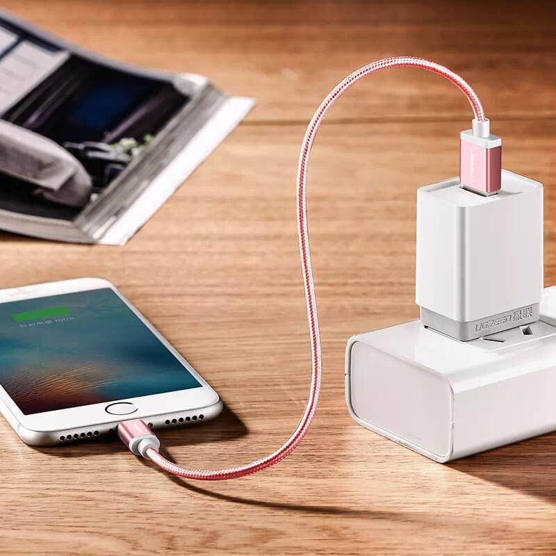 Ugreen UG30592US199TK 2M màu Hồng Cáp Lightning sạc + truyền dữ liệu cho iPhone - HÀNG CHÍNH HÃNG