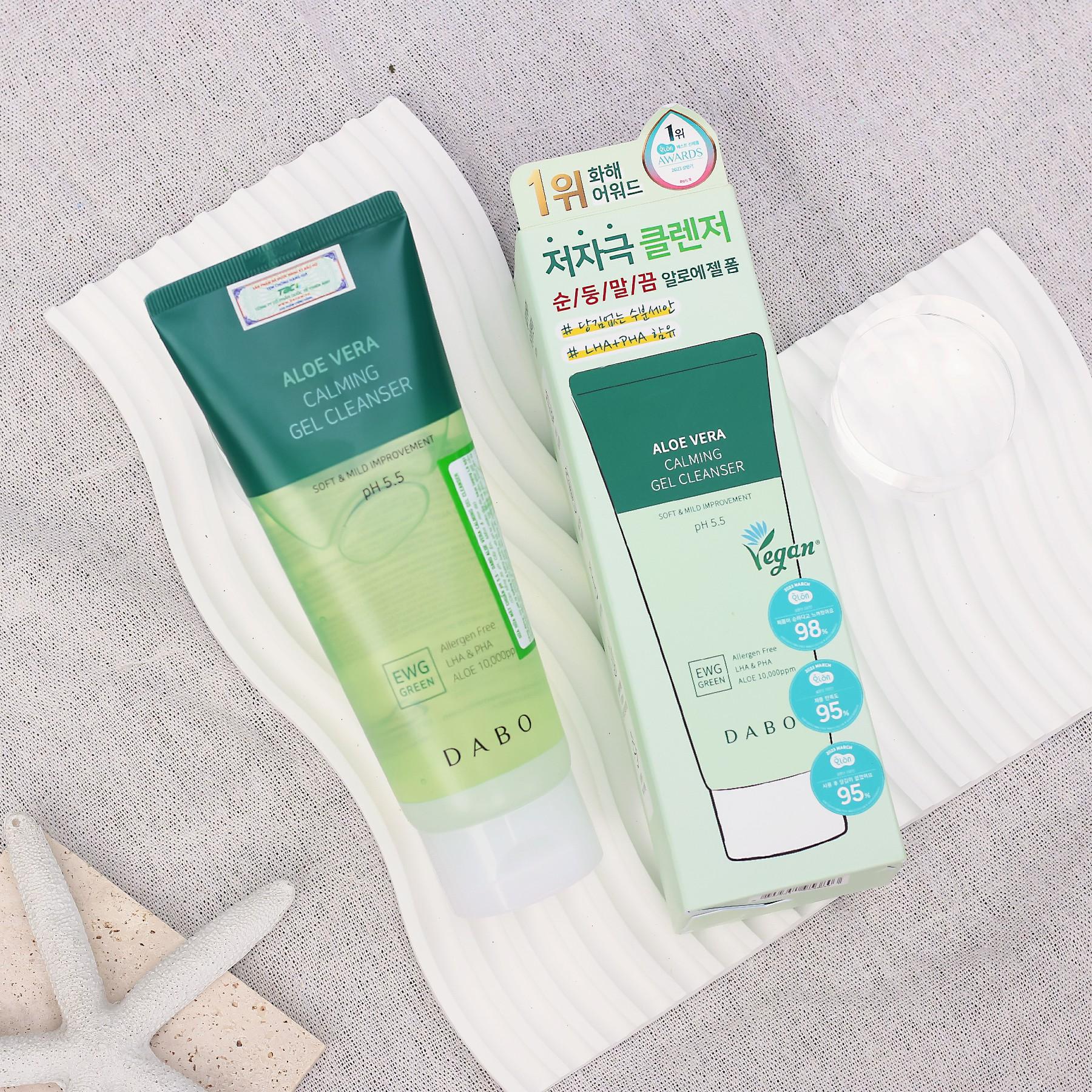 Gel rửa mặt Lô Hội DABO Aloe Vera Calming Gel Cleanser p.H 5.5 cấp ẩm sâu dành cho da nhạy cảm 150ml