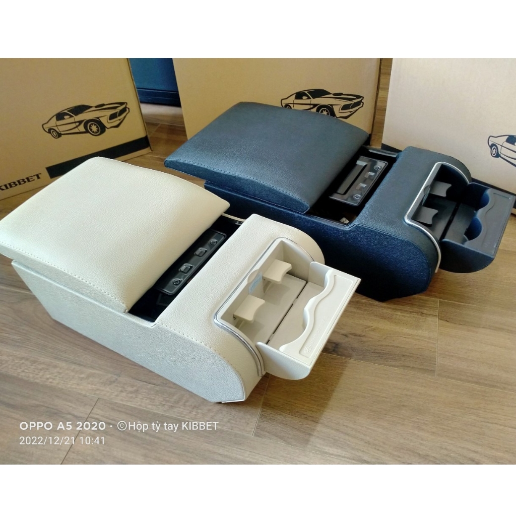 Hộp tỳ tay Xpander, bệ tỳ tay Xpander tích hợp cổng USB màu đen và kem Kibbet
