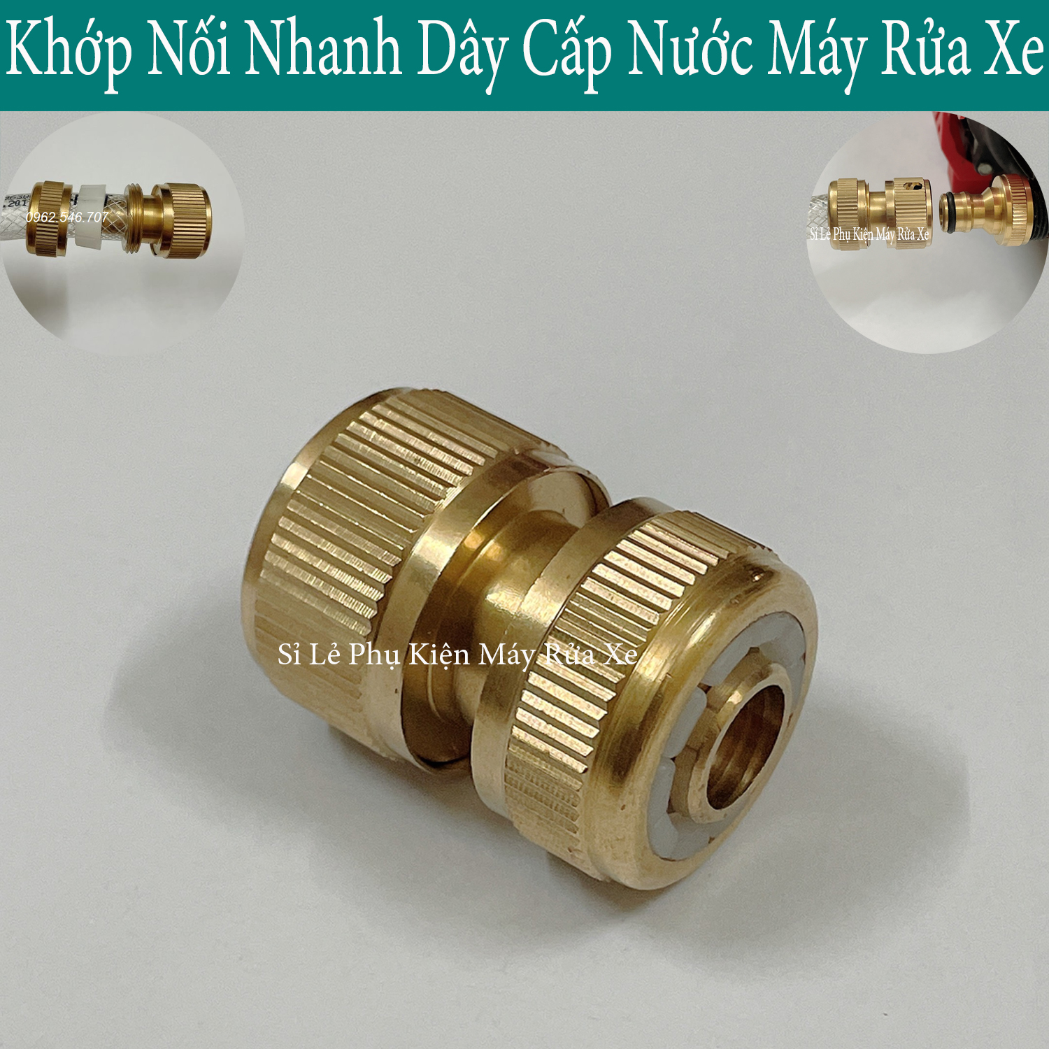 Đầu nối nhanh máy rửa xe bằng đồng thau, Khớp đồng nối nhanh dây cấp nước vào cho máy rửa mini