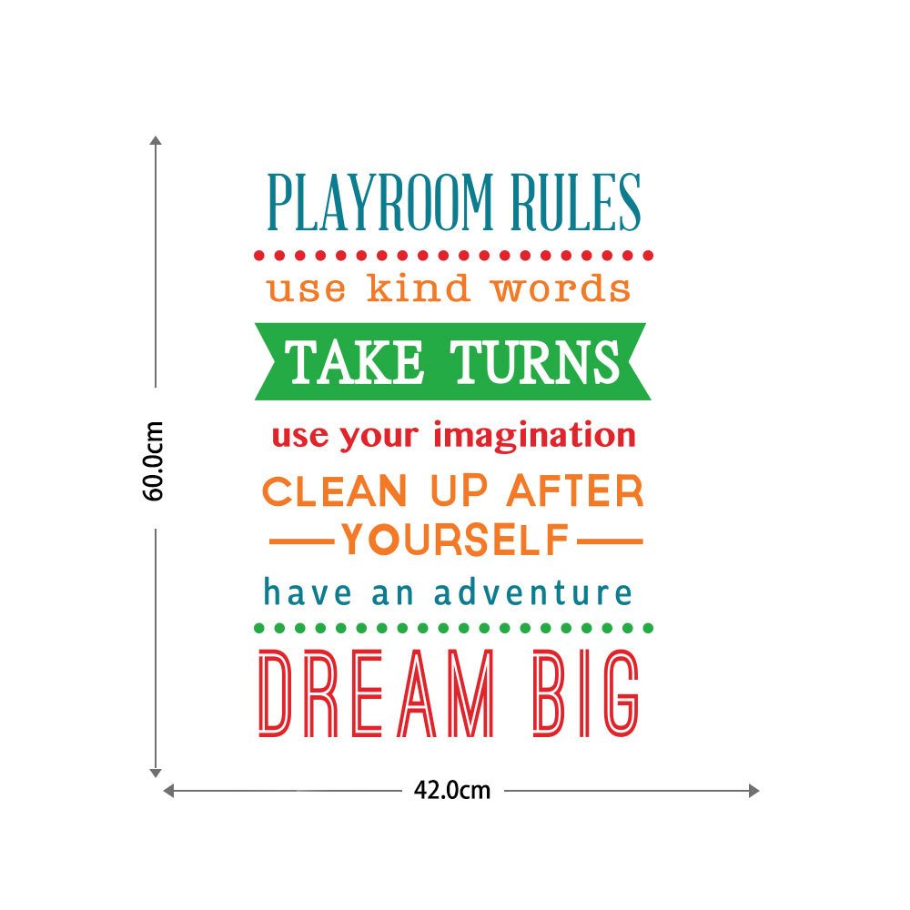 Decal dán tường Playroom rules truyền động lực