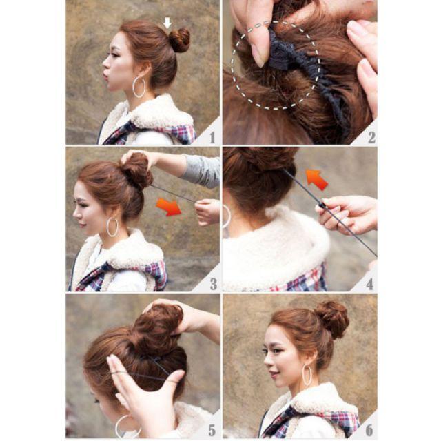 Tóc giả búi tròn    tóc giả búi tròn tư nhiên