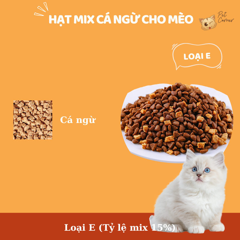 Hạt mix cao cấp cho mèo trộn thịt bò, gà, tôm, cá, lòng đỏ trứng, rau củ quả - Thức ăn hạt cho mèo kén ăn