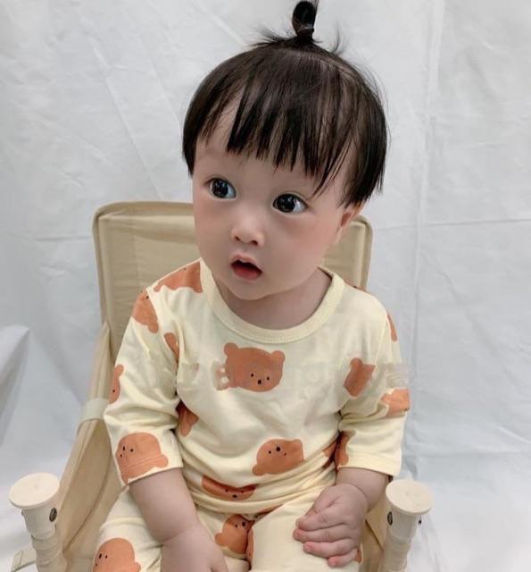 Bộ dài GẤU NÂU túi zip