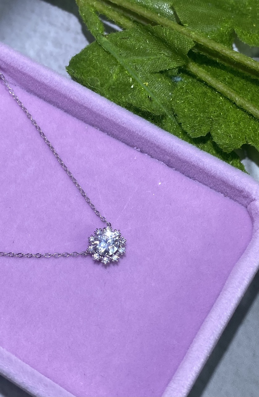 Dây cổ Bạc 925 xi Kim viên chủ Kim Cương nhân tạo Moissanite hạt 1.0 carat - N10.9.7.6