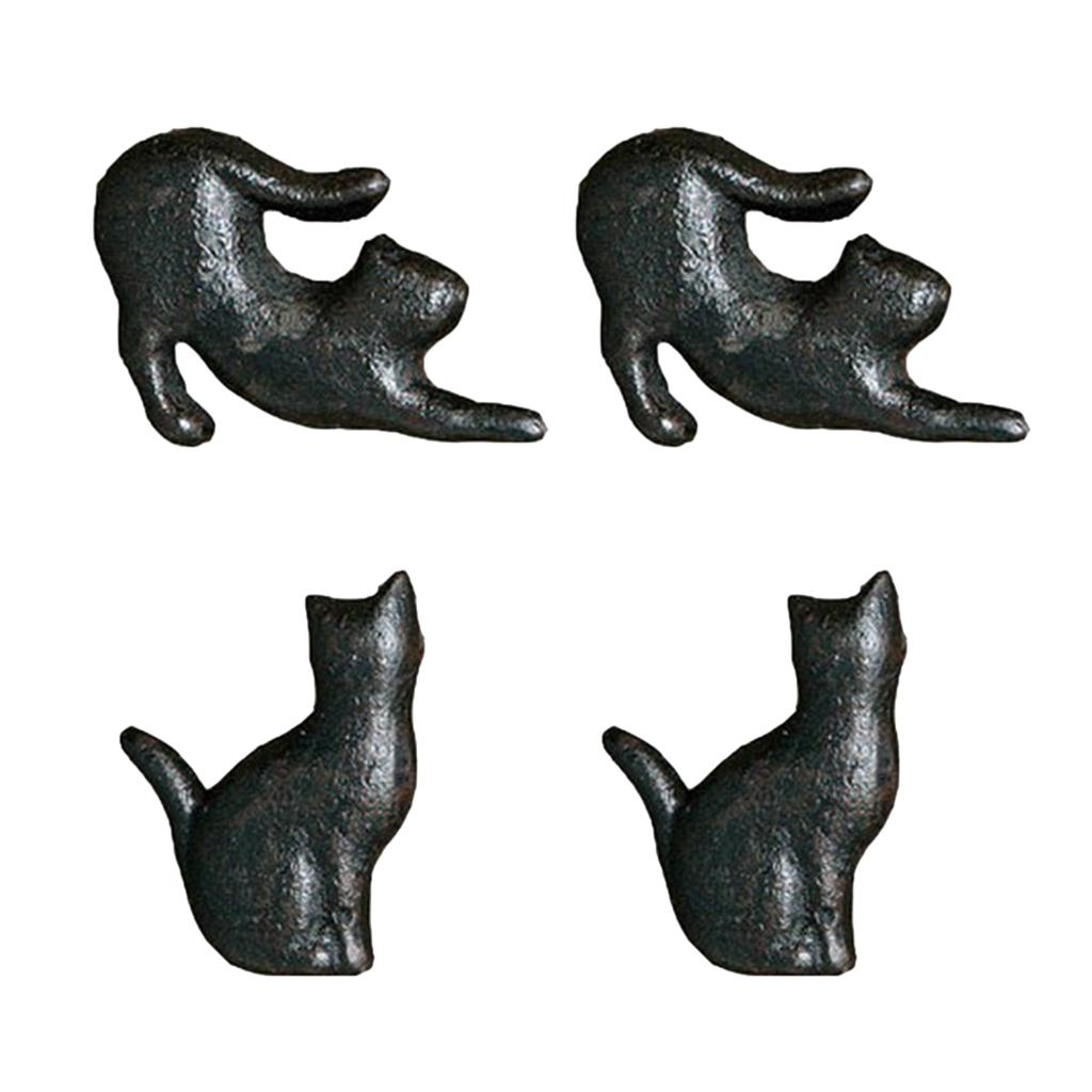 4pcs Retro Cat Design Furniture Door Knob Cast Iron Wardrobe Drawer Pulls