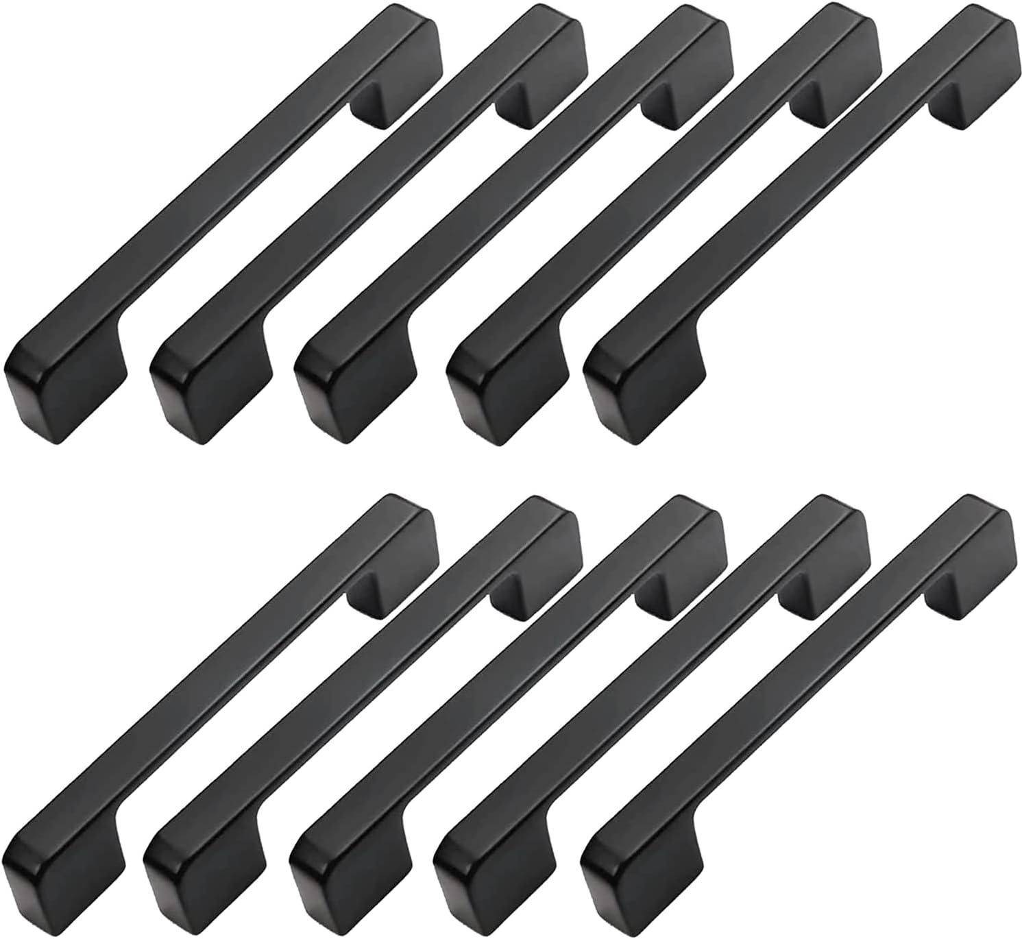 10 chiếc Đen Hợp Kim Kẽm Cửa Kéo Tay Cầm T Thanh Dính Tủ Bếp Lỗ Trung Tâm 96mm