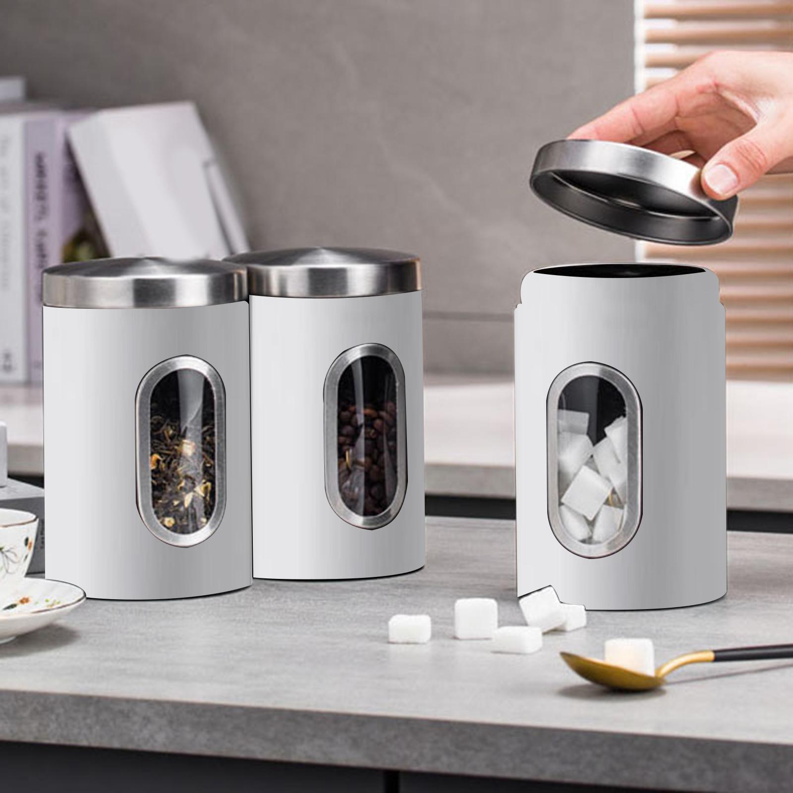 3Pcs Stainless Steel Food Storage Tin Organization with Lid Container