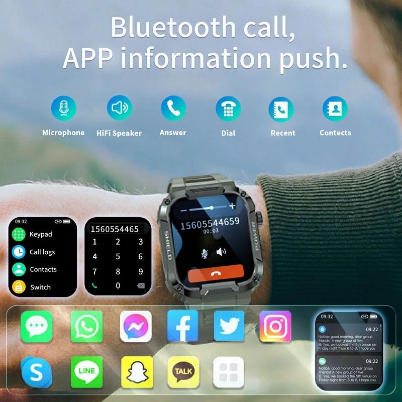 2023 Bluetooth Talk Smartwatch Phiên bản Android Xiaomi Huyết áp Oxygen Thể dục Watch 5 Atm Waterproof Smartwatch Men Quân đội