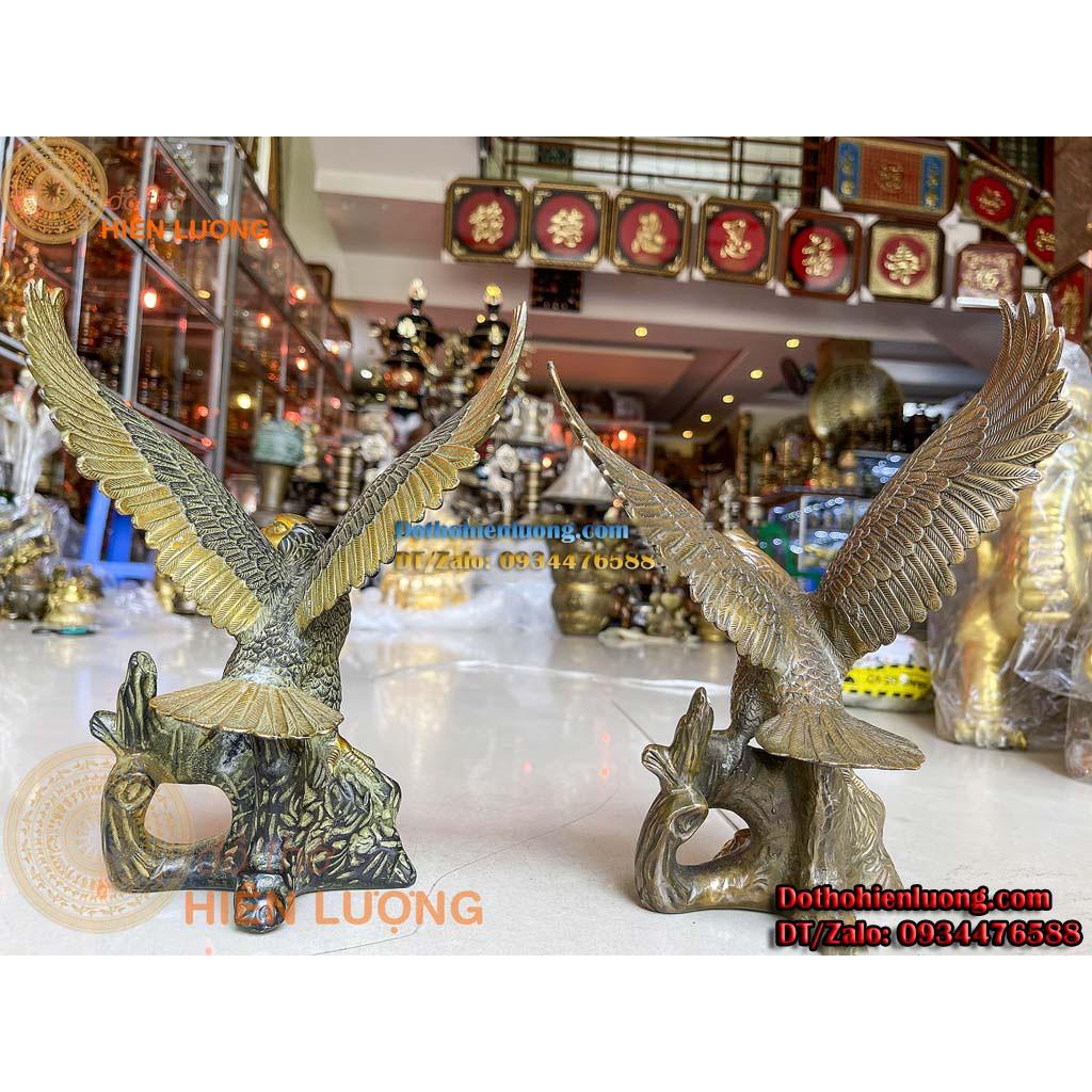 Tượng Đại Bàng Đậu Cành Cây Bằng Đồng Phong Thủy Cao 24cm