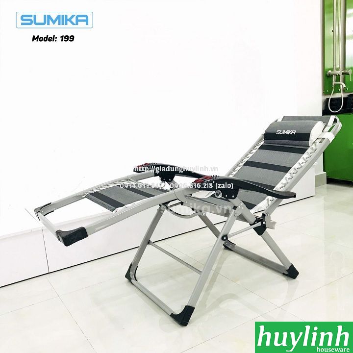 Ghế xếp thư giãn SUMIKA 199 - có lăn tay massage, khung vuông cao cấp, tải trọng 300kg