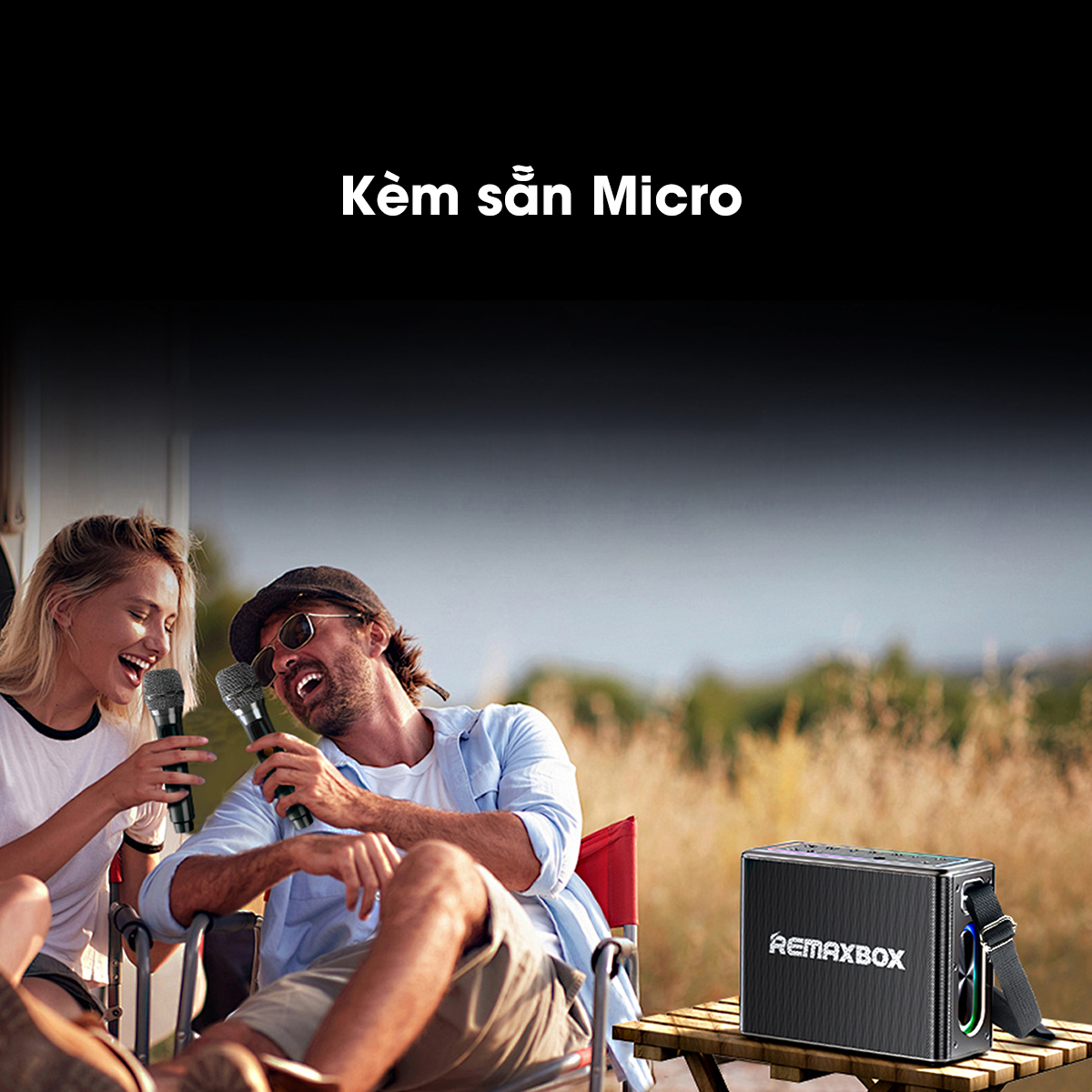 Loa Karaoke Bluetooth Remax RB-M51 Kèm 2 Micro không dây LED RGB hát Karaoke tại nhà, Âm thanh hay bass cực chuẩn - Hàng chính hãng