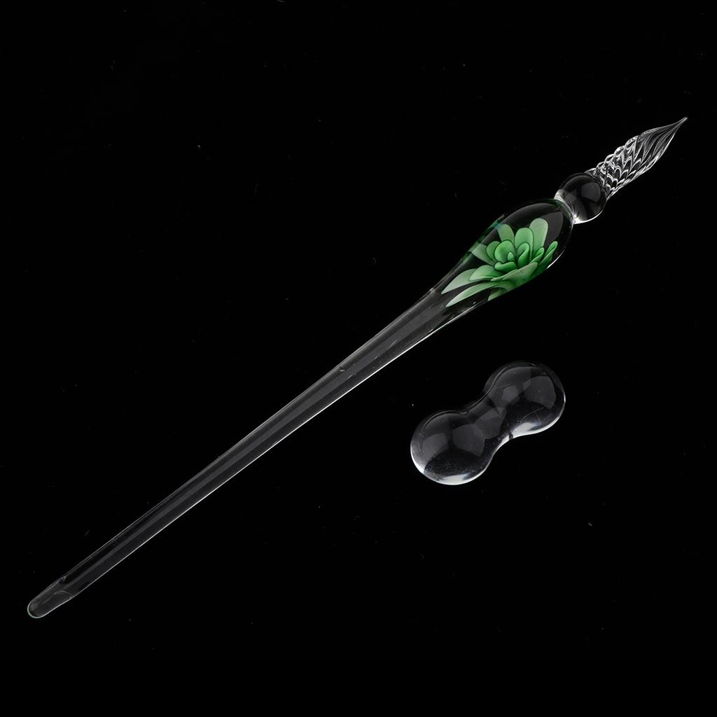 Crystal Glass Dip Pen Signature Pen Pen for School Office Stationery Green