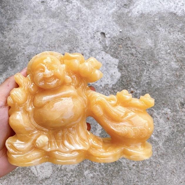 Tượng Di Lặc Đá Ngọc Hoàng Long - Cao 10cm , Ngang 15cm