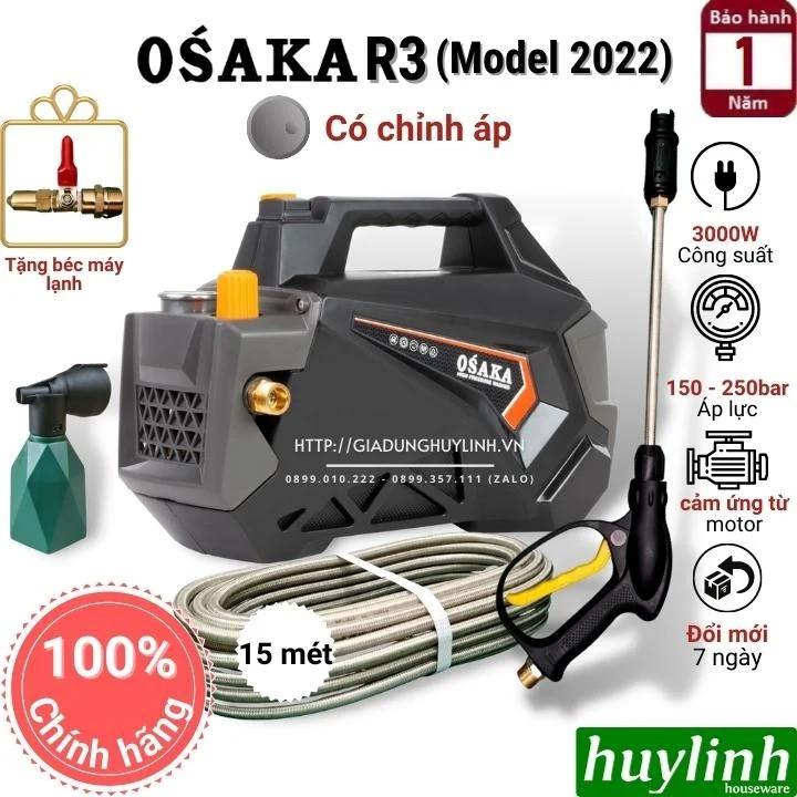 Máy xịt rửa xe chỉnh áp Osaka R3 - 3000W - Model 2022 - Tặng béc xịt máy lạnh, điều hoà