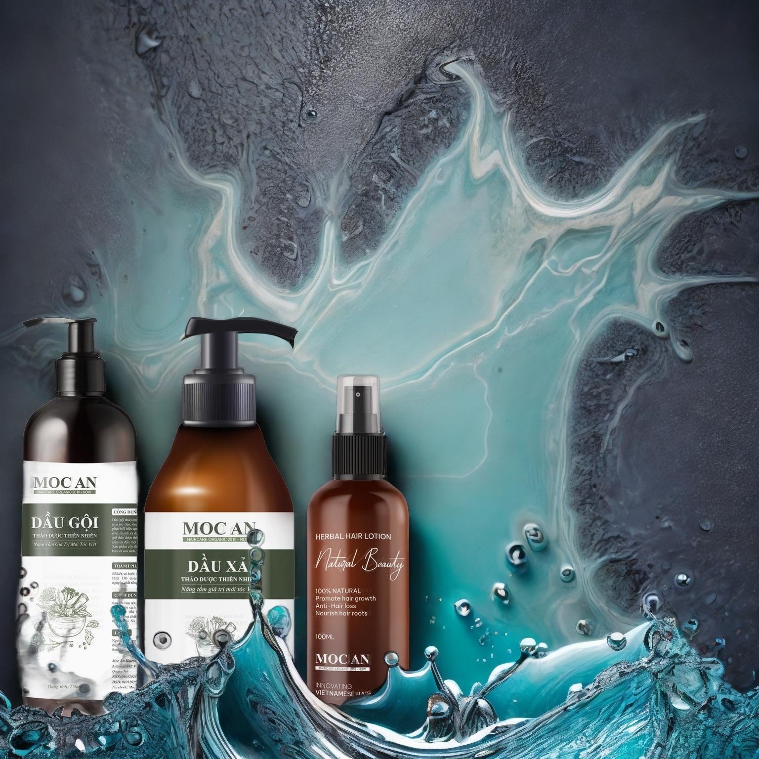Combo Dầu Gội Thảo Dược Dầu Xả Dừa Bưởi Non Tinh Dầu Bưởi Xịt Tóc Natural Beauty Mộc Ân Haircare