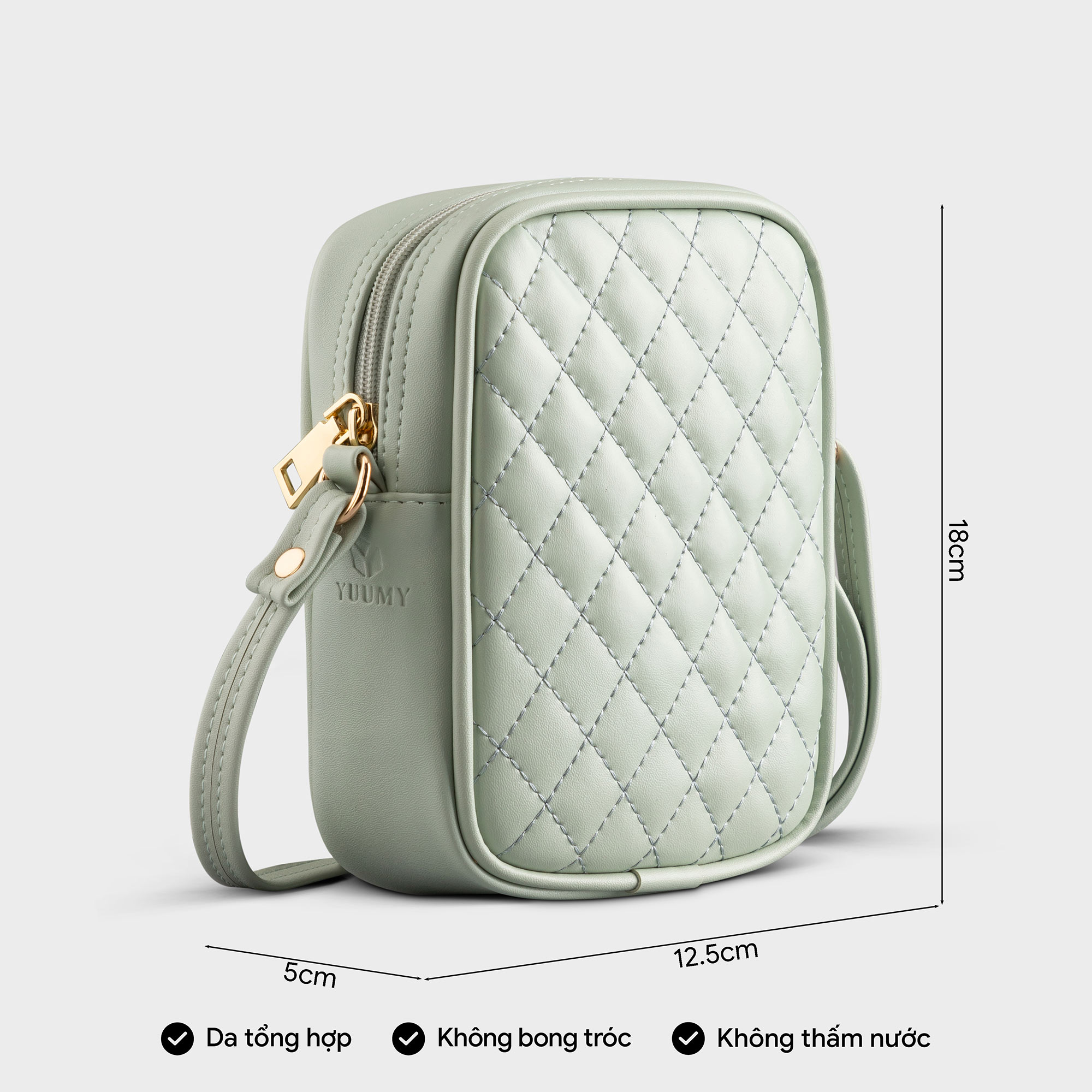 Túi đeo chéo nữ mini họa tiết trần chỉ caro Yuumy Seasand YN131