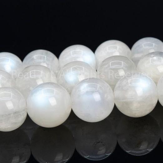 [1 Hạt] 8MM Đá Mặt Trăng, Moonstone Tự Nhiên Ánh Cầu Vồng Tự Nhiên Loại A, Hợp Mệnh Kim, Thuỷ, Đá Phối Vòng Tay Phong Thuỷ, Chuỗi Hạt S50 - Bead Art