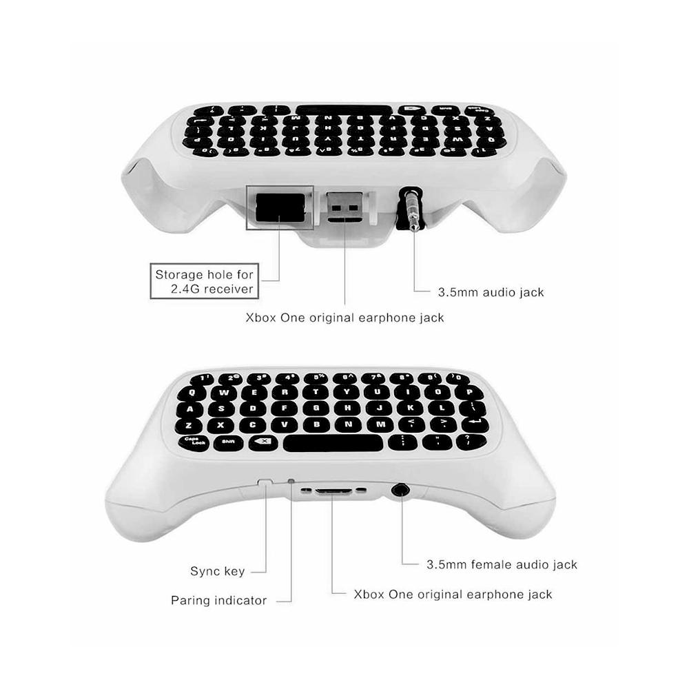 2.4G Wireless Mini Chatpad Keyboard with 3.5mm Audio Jack Chat Message Keypad Replacement for XBox One/Slim/Elit