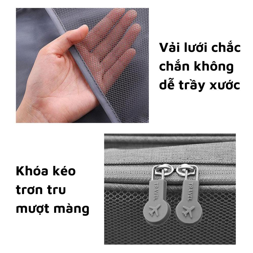 Túi đựng đồ du lịch có khe gài tay kéo vali túi đựng giày dép 3 ngăn chống thấm nước tiện lợi