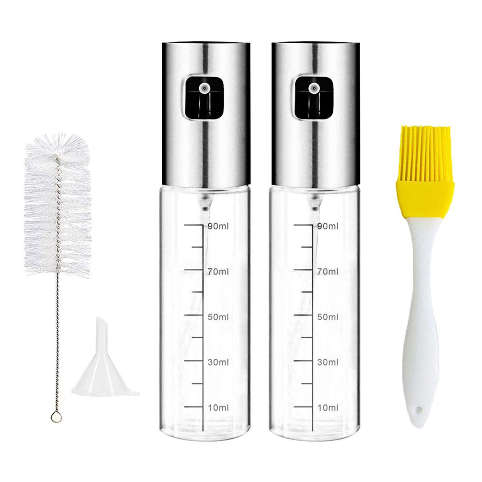2 bình xịt đựng dầu Funne 100ml Đầu bằng thép không gỉ kèm cọ, dụng cụ nấu ăn cho nhà bếp