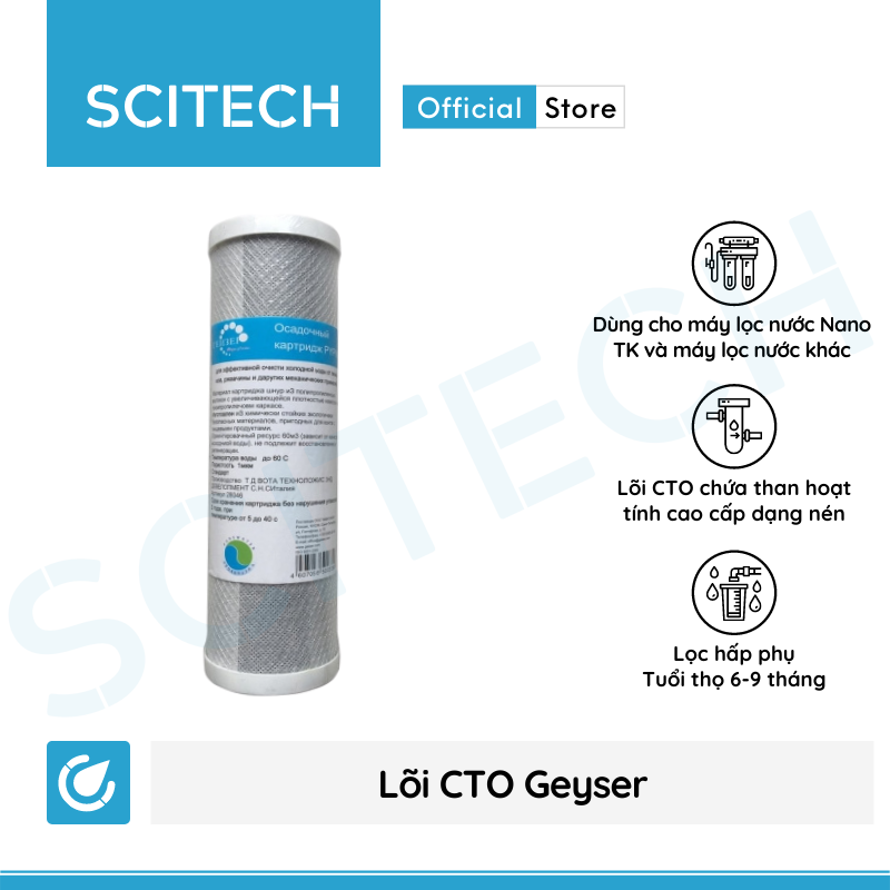 Bộ lõi số 1,2,3 máy lọc nước Nano Geyser TK (Lõi CTO/Cation-GAC-Aragon) - Hàng chính hãng