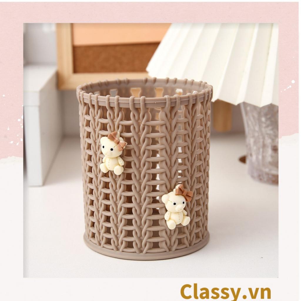 Hộp nhựa lưới  Classy Đựng Bút Đựng Viết, Văn Phòng Phẩm màu pastel họa tiết hoạt hình PK938