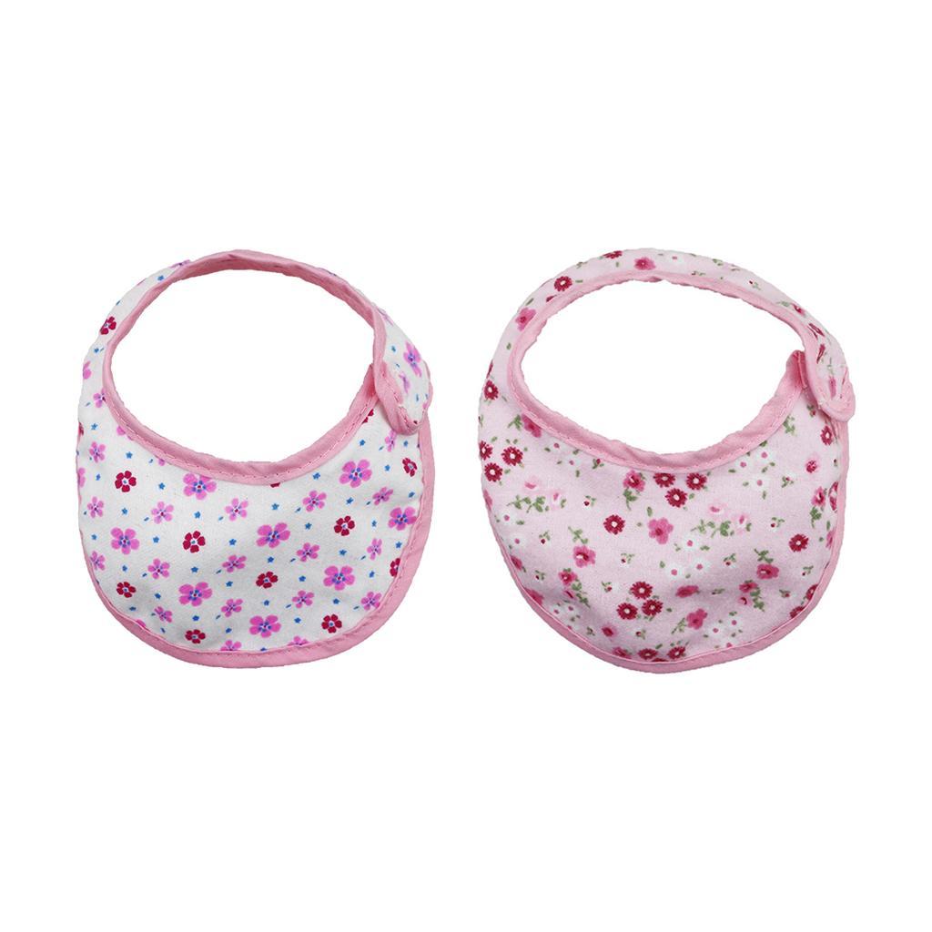 Pretty Baby Doll Bib Burp Set Little Flowers Printed Saliva Bib for 18'' Zapf Doll Pink