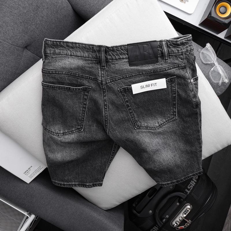 Quần short jean nam VNXK màu đen wash thời trang cơ bản