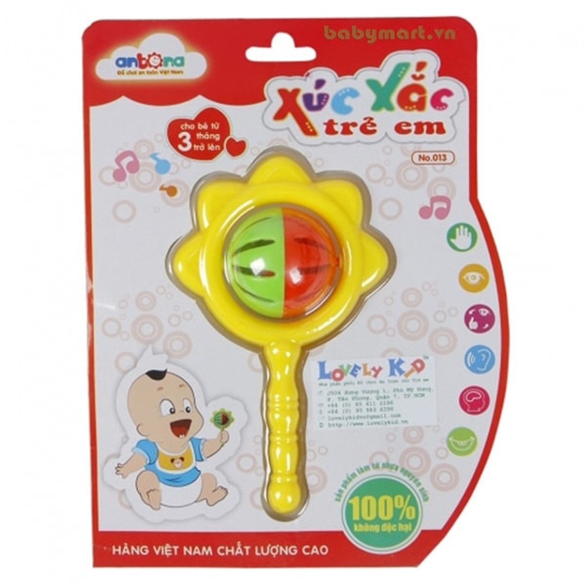 Đồ Chơi Sơ Sinh - Combo 3 Lục Lạc Xúc Xắc Trống - Chùy - Hoa Quả Cho Bé