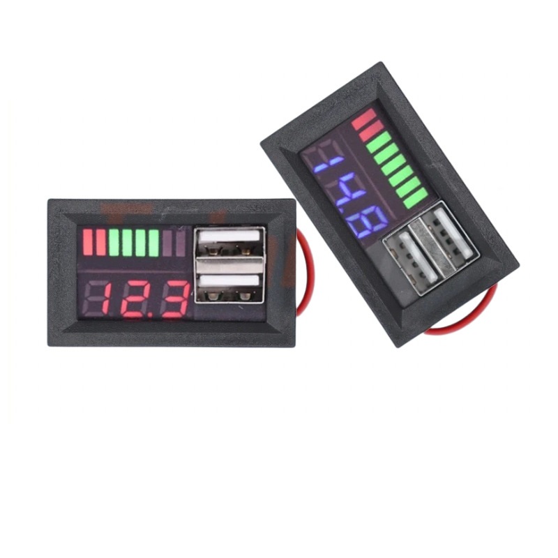 Đồng hồ báo vôn ắc quy kèm sạc USB lắp ô tô xe máy 12v loại tốt