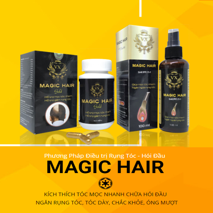 [Bộ 2 sản phẩm] giúp Mọc tóc nhanh chống hói đầu, ngăn rụng tóc sau sinh, ngăn tóc bạc sớm, nuôi dưỡng tóc chắc khỏe, suôn mượt và bóng đẹp, giảm khô, xơ, gãy rụng tóc - Magic Hair