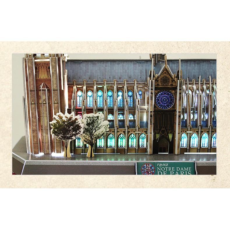 Mô hình giấy 3D - Led Nhà thờ Đức Bà - Notre Dame De Paris (L173h)