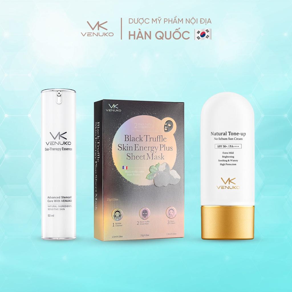 10 x Mặt nạ thải độc Venuko 30 ml+ Tinh chất Exo 50ml+ Kem chống nắng nâng tone da Venuko 60ml