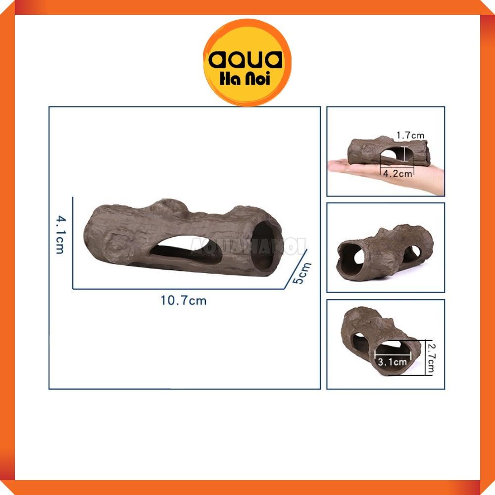 Đồ chơi tép cảnh bằng gốm - Khúc gỗ - 11*4.5*3.5cm - Trang trí hồ cá tép cảnh, giúp tép trú ẩn xả stress