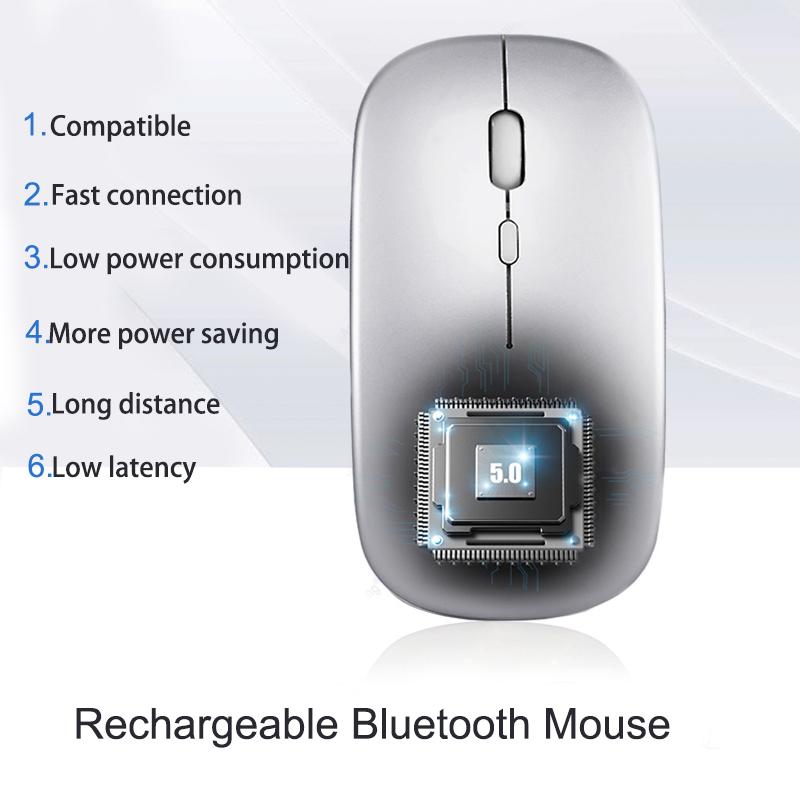 2.4Ghz + Bluetooth Hai Chế Độ Không Dây Chuột 800/1200/1600 DPI Sạc Thiết Quang Di Động Chuột Máy Tính PC Miếng Lót