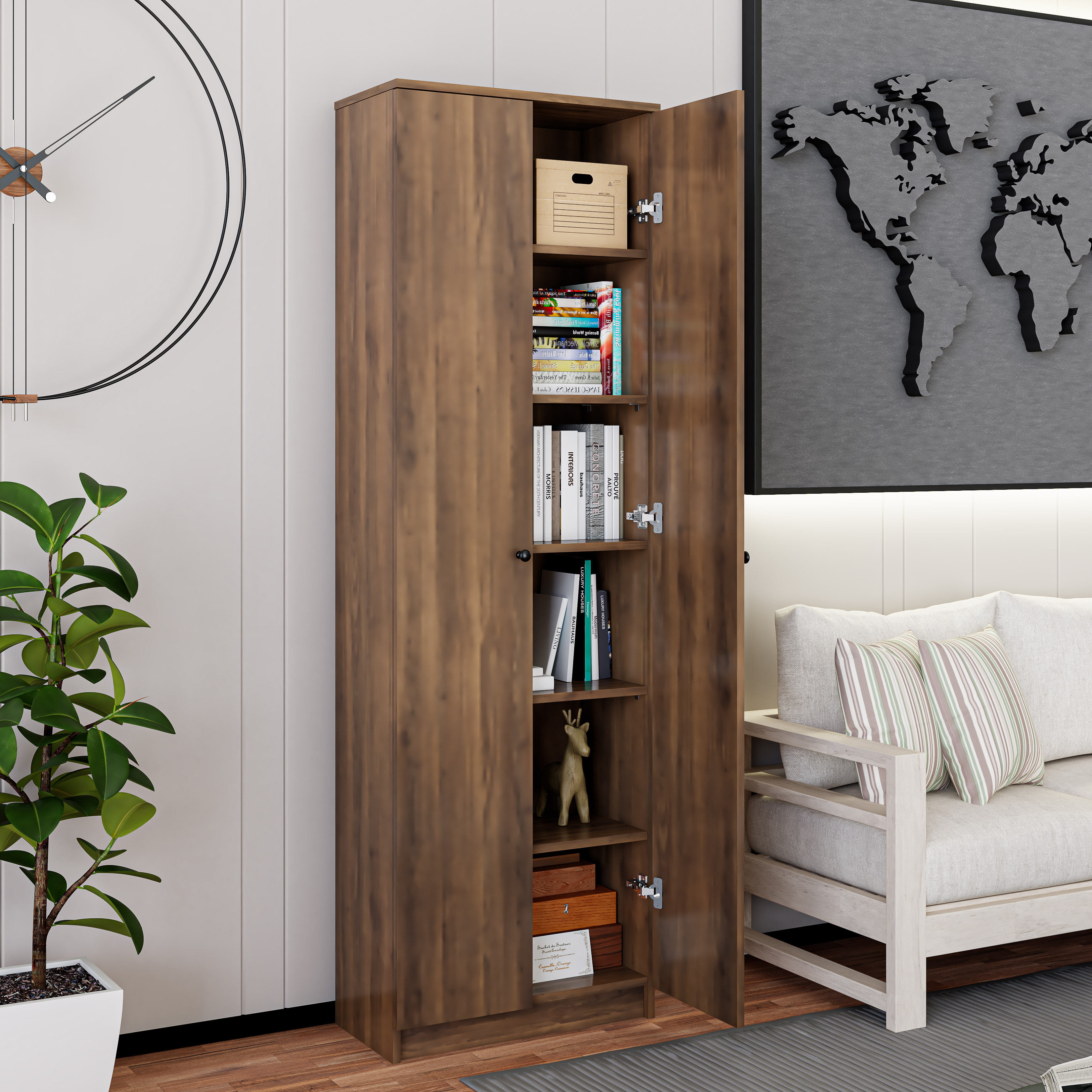 [Happy Home Furniture] CATY, kệ sách 6 tầng - 2 cửa mở,  60cm x 30cm x 189cm (DxRxC), KSA_004