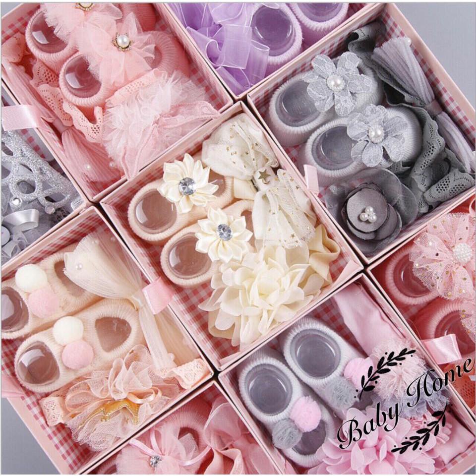 Set tất kèm băng đô cho bé