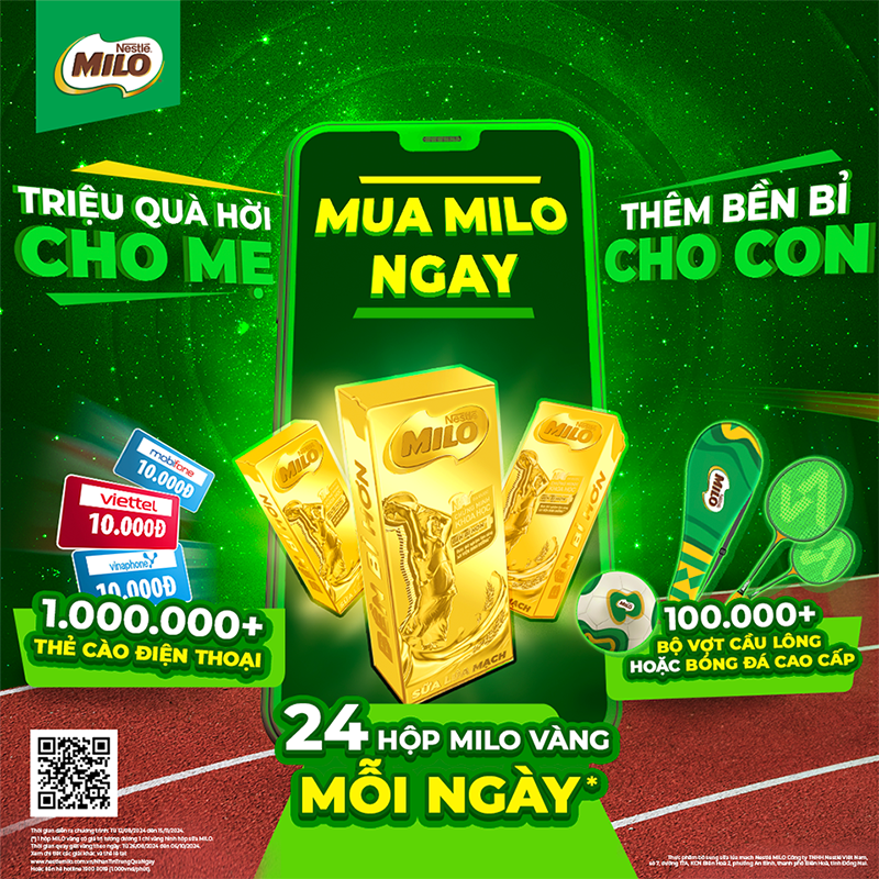 [Tặng túi chần bông] Thùng 48 hộp sữa lúa mạch Nestlé MILO Ít đường 180ml