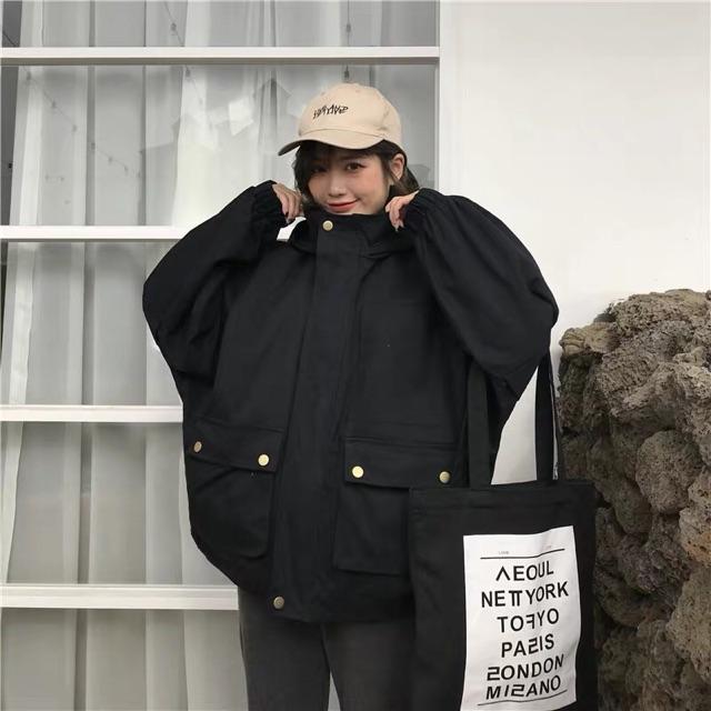 Áo Khoác Kaki Unisex túi hộp trơn